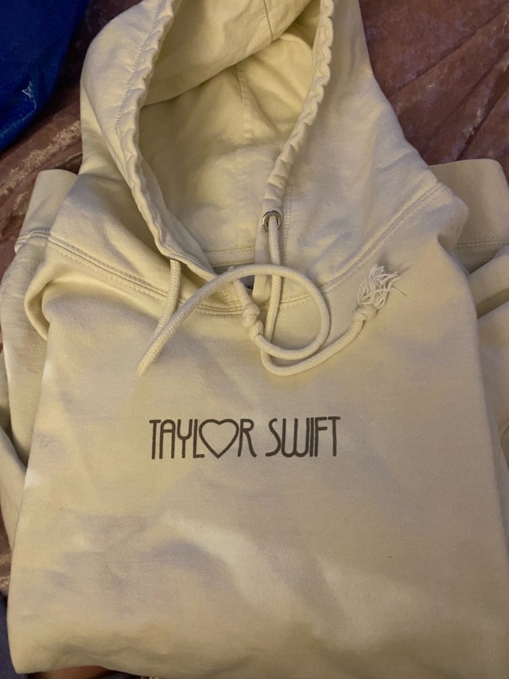 Taylor Swift Eras Tour Official Merch Cream Hoodie with Heart Logo Fearless